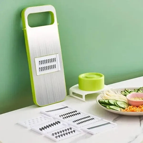 5-in-1 Multi-Functional Vegetable Slicer & Grater – Interchangeable Blades for Fruits & Vegetables