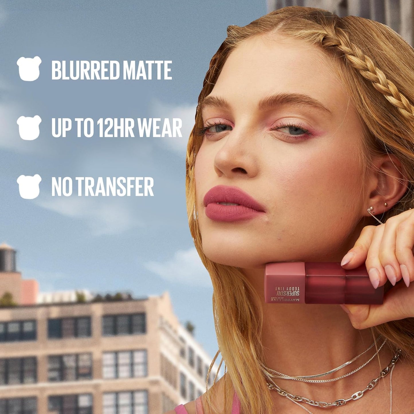 MAYBELLINE Super Stay Teddy Lip Tint, Long Lasting Matte Lipstick For Up To 12HR Wear, Wild At Heart, 1 Count