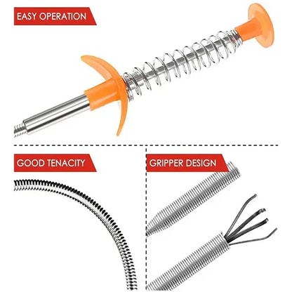 Stainless Steel Hair Catching Drain Cleaner Wire Spring Stick